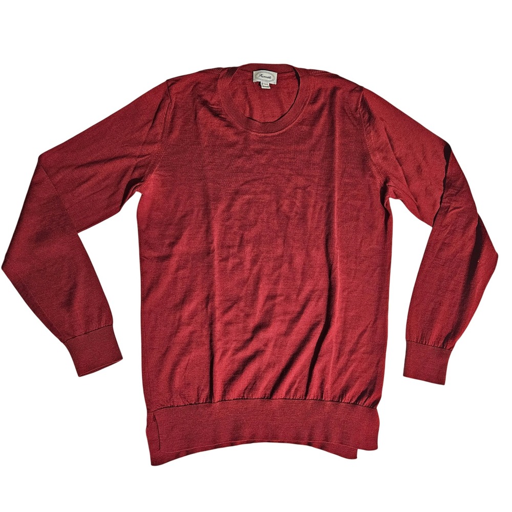 Faconnable Mens Wool Crewneck Sweater Burgundy Red Size Large Lightweight Knit